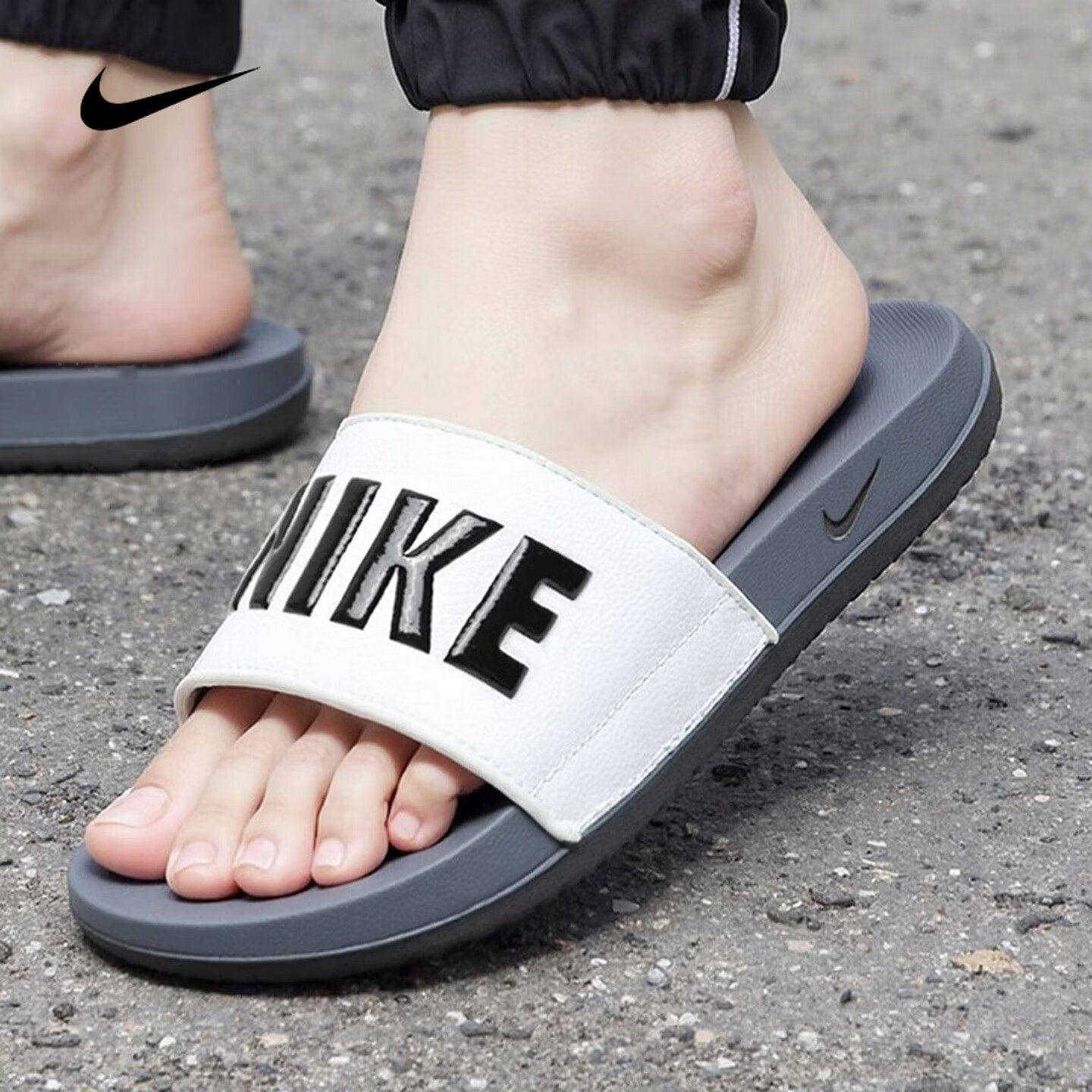 NIKE耐克男鞋夏新款清凉透气旅游透气沙滩鞋时尚大LOGO休闲拖鞋