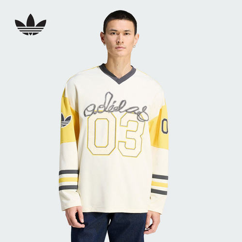 adidas阿迪达斯三叶草运动宽松球衣运动衫2026夏男长袖上衣KU9188