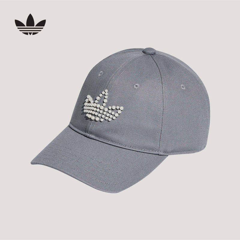 adidas阿迪达斯三叶草珍珠串珠LOGO鸭舌帽子春女遮阳棒球帽KW1278