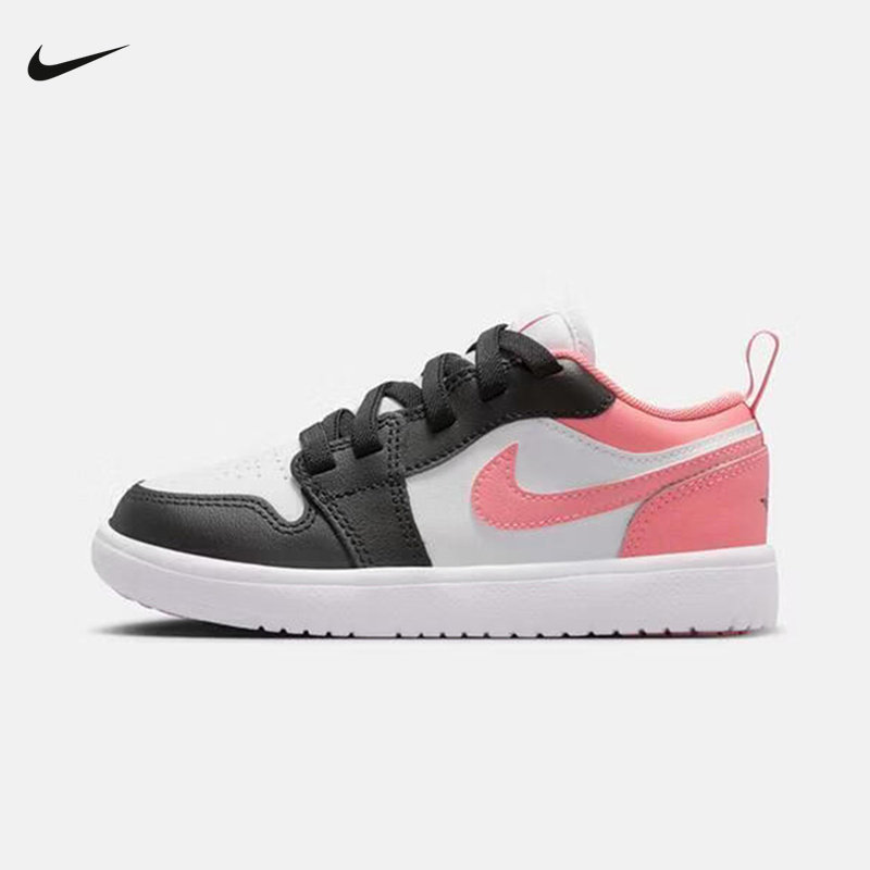 Nike耐克男女童鞋AIR JORDAN 1 AJ1粉白低帮运动休闲鞋DR9748-025