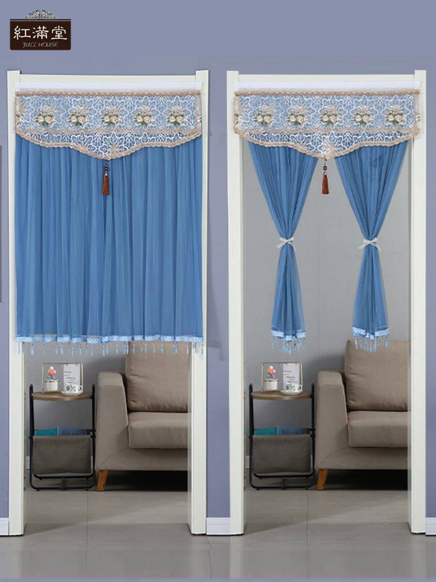 纱门帘半帘短帘家用卧室免打孔卫生间半截玄关隔断帘厨房帘子纱帘