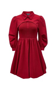 商场正品MODA2023秋季新款甜美优雅纹理面料罩衫背心两件套连衣裙