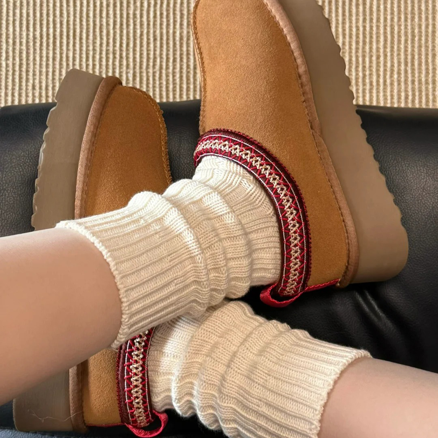 冬天厚袜子女款保暖雪地靴堆堆袜