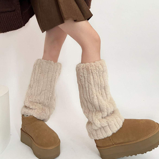 袜子女款 袜套毛绒加厚保暖毛毛袜子冬天堆堆袜配雪地靴腿套 秋冬季