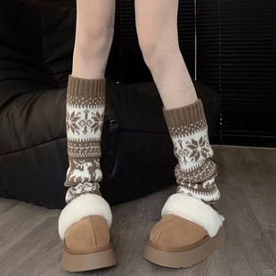 费尔岛袜套堆堆袜美拉德袜子小腿袜厚袜子长筒袜女保暖腿套长袜女