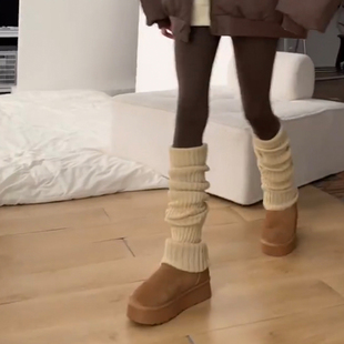 长筒袜 款 卡其色堆堆袜套女款 秋冬保暖修饰腿型腿套搭配雪地靴四季