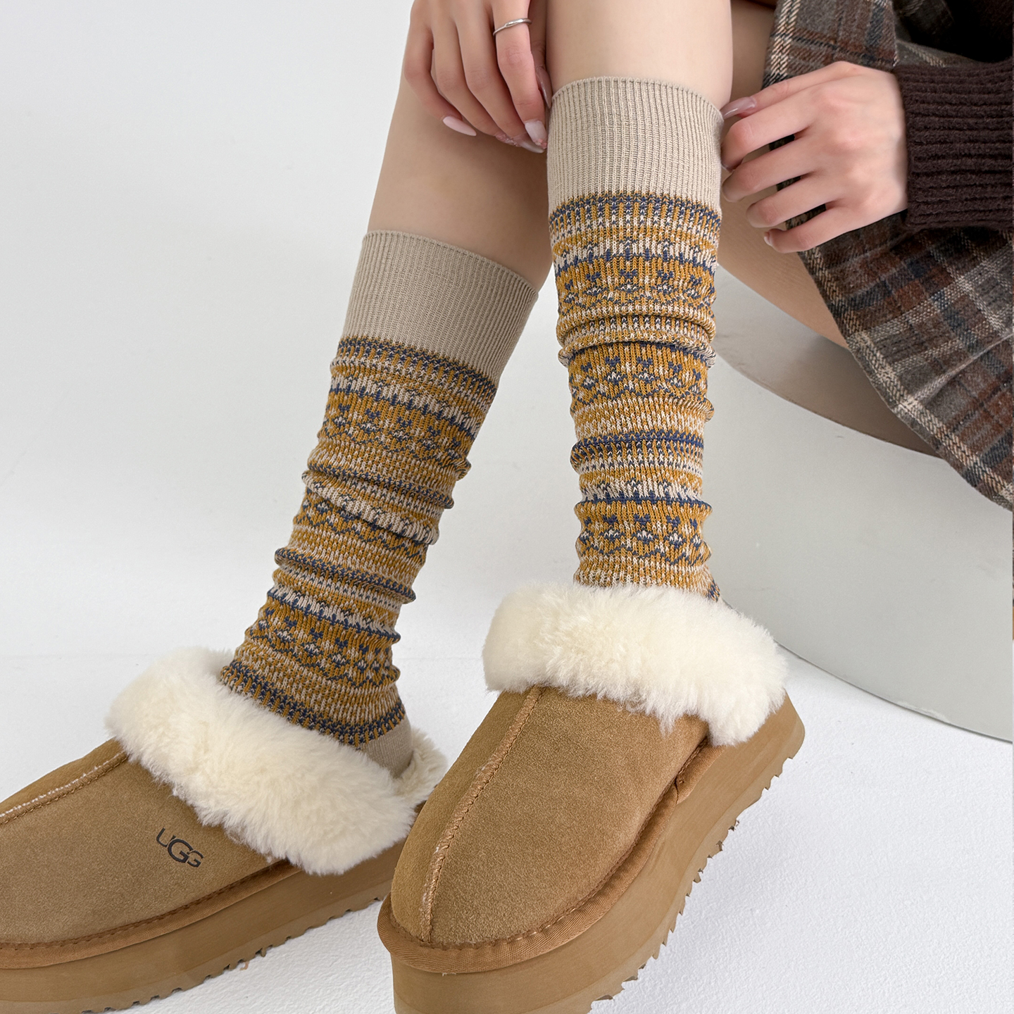 咖色小腿袜女秋堆堆袜秋冬袜子费