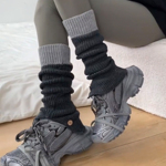灰色袜套堆堆袜子女款腿套长筒袜小腿袜y2k长袜配鲨鱼裤冬天袜子