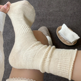 粗线袜子女中筒袜堆堆袜勃肯鞋 长筒袜 袜子miu系芭蕾风长袜夏薄款