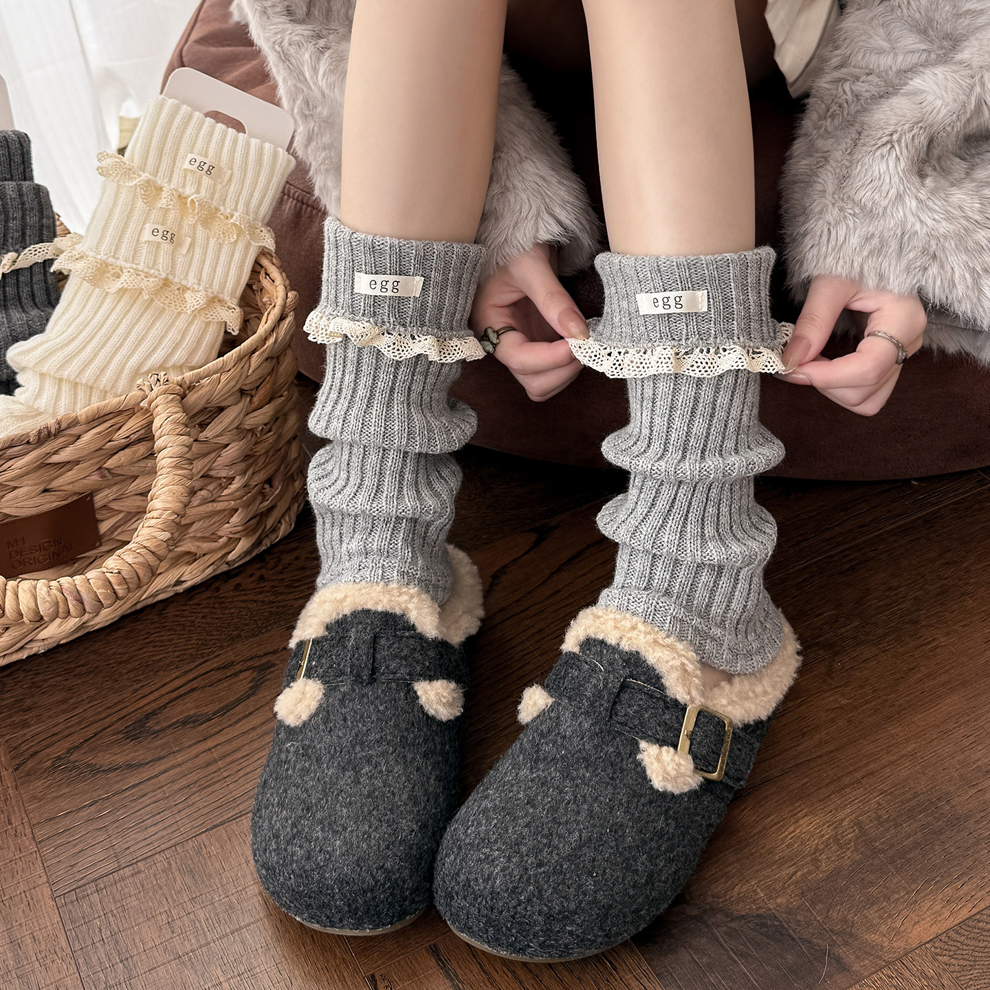 灰色袜套堆堆袜女2025新款冬白色长筒袜女款腿套冬季小腿袜花边袜,女士内衣/男士内衣/家居服,长筒袜,淘宝优惠券,粉丝福利购,淘宝优惠卷