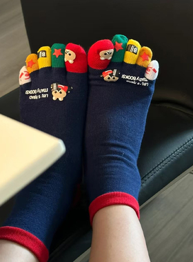 五指袜子女秋冬季中筒袜春秋可爱分脚趾袜子女士瑜伽普拉提棉袜子