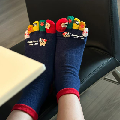 卡通可爱五指袜子女分脚趾袜