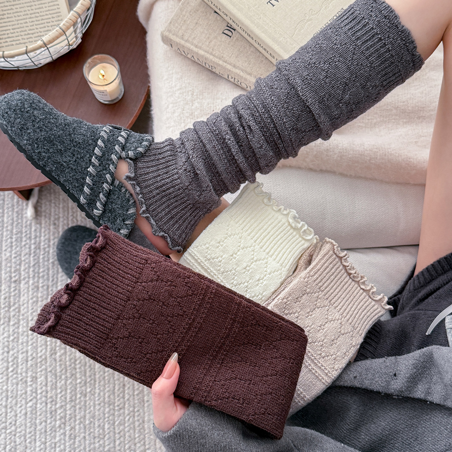 羊毛小腿袜灰色袜套2025新款冬腿套堆堆袜长筒袜配靴子厚袜子保暖,女士内衣/男士内衣/家居服,长筒袜,淘宝优惠券,粉丝福利购,淘宝优惠卷