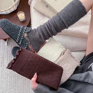 羊毛小腿袜灰色袜套2025新款 冬腿套堆堆袜长筒袜配靴子厚袜子保暖