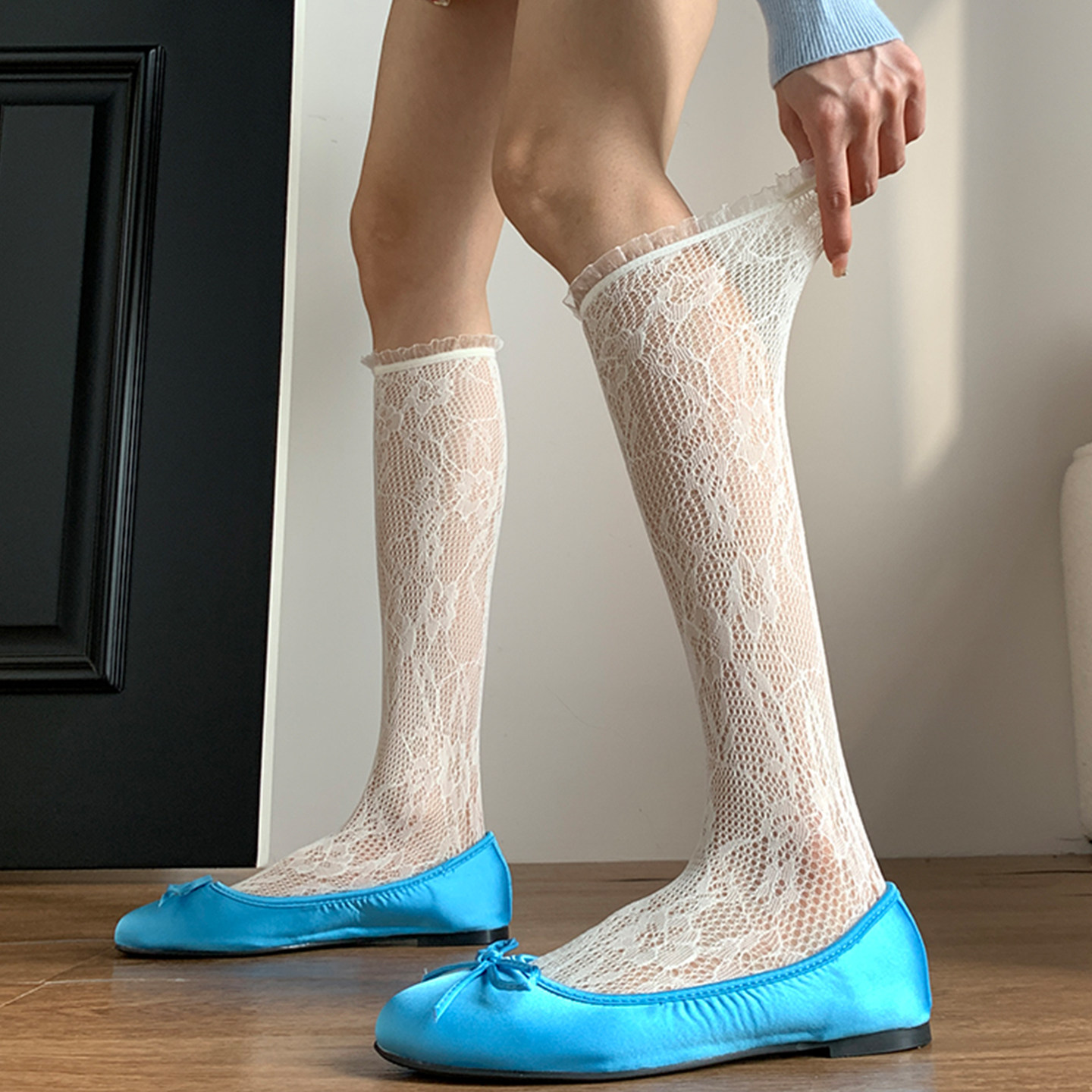 白色蕾丝袜子女夏薄款小腿袜芭蕾风夏季长袜配裙子长筒袜女花边袜,女士内衣/男士内衣/家居服,长筒袜,淘宝优惠券,粉丝福利购,淘宝优惠卷