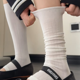 白色小腿袜miu系芭蕾风袜子夏天腿套长袜配裙子 堆堆袜套女夏薄款