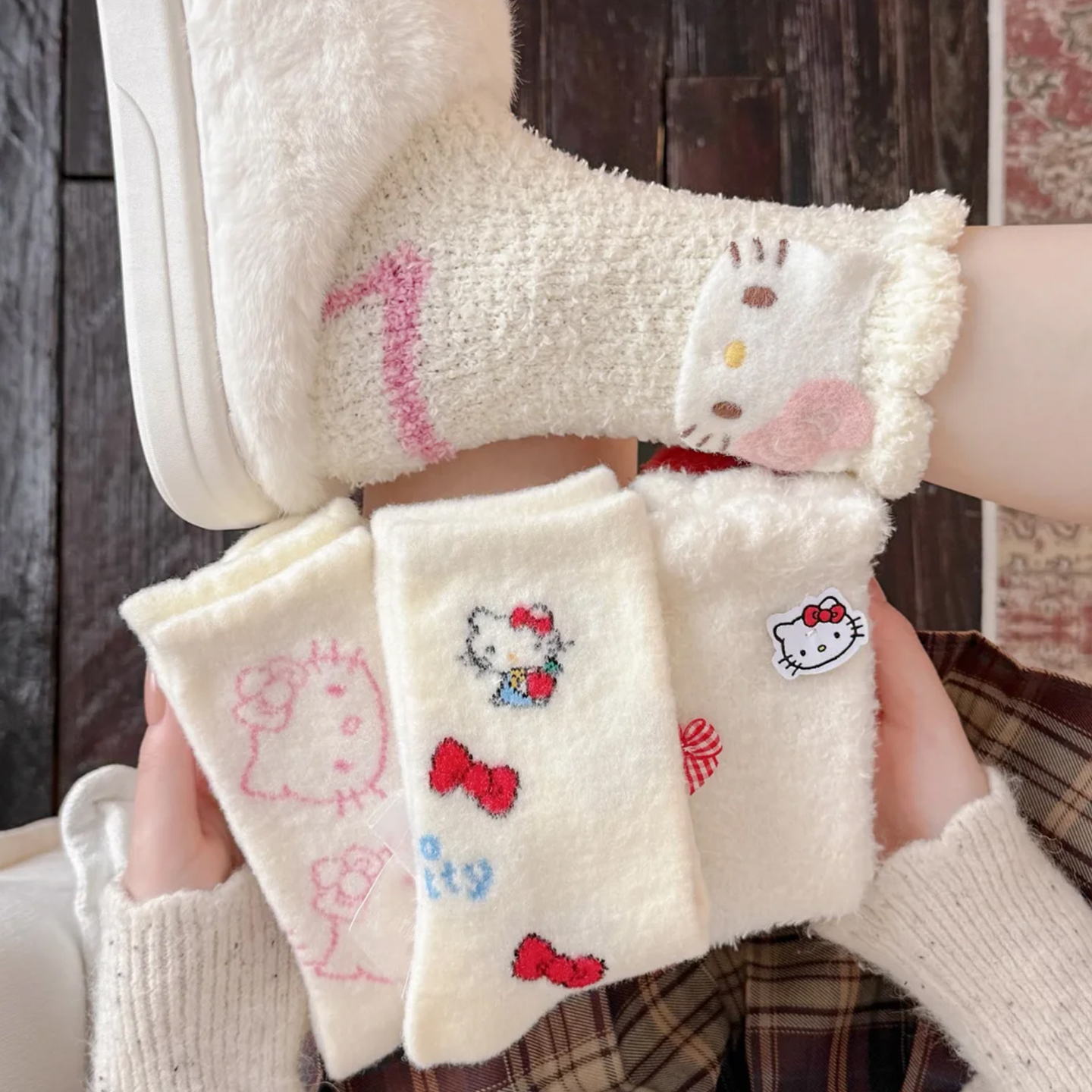 hellokitty袜子秋冬睡眠袜厚袜子