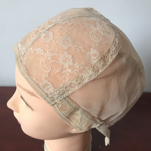 犹太网帽化纤假发hair帽皮黑色米色双层手钩蕾丝假发网底头套发帽