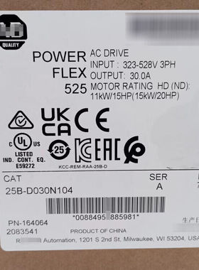 议价全新原厂封装Allen-Bradley     25BD030N104  交流电驱议价