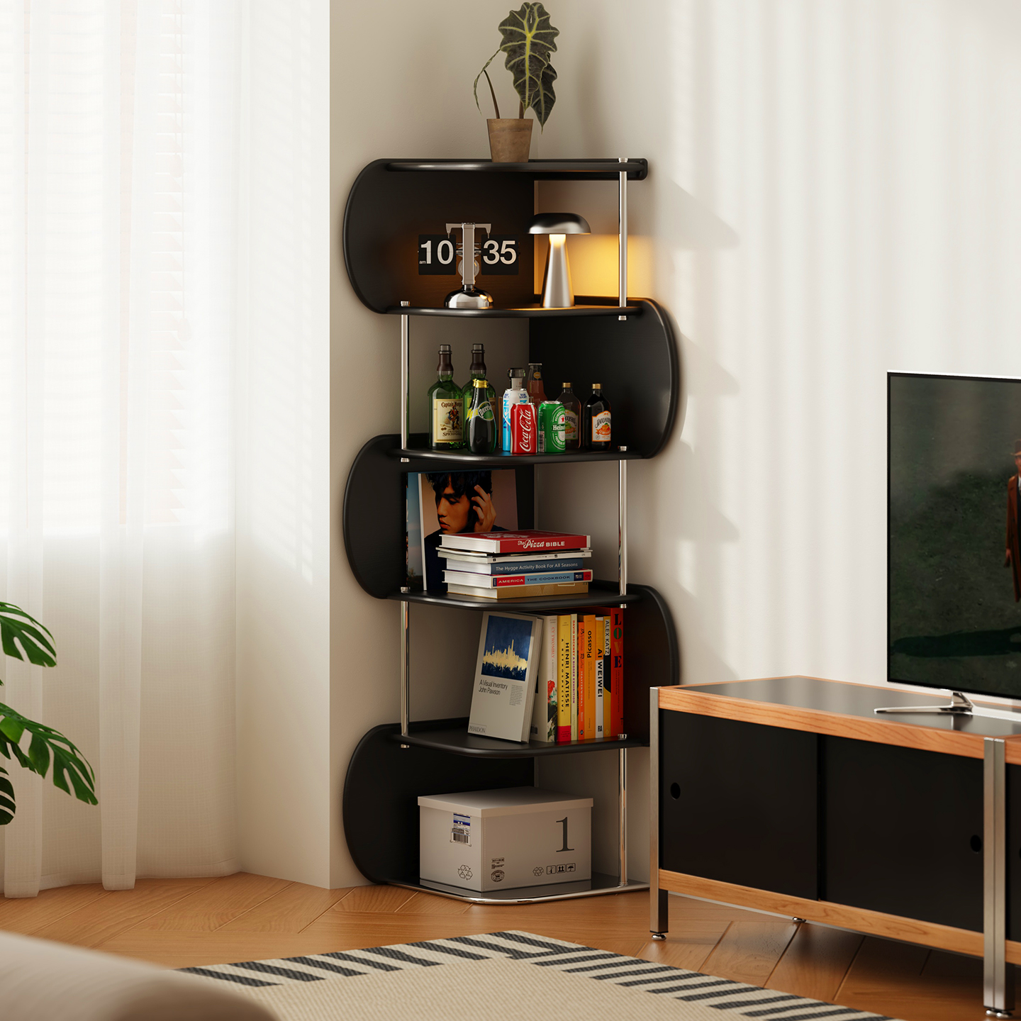 wotime转角柜置物架墙角储物柜书架包豪斯客厅沙发90度直角收纳柜