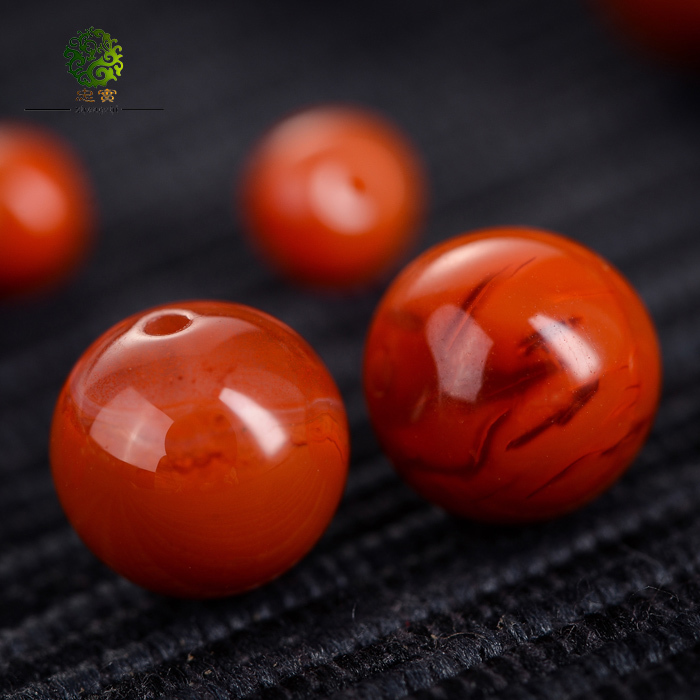 满肉凉山火焰纹柿子红菩提散珠