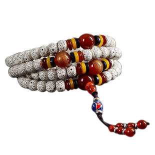 天然红玛瑙三通佛头套装diy佛珠手串108颗金刚星月菩提子配饰套餐