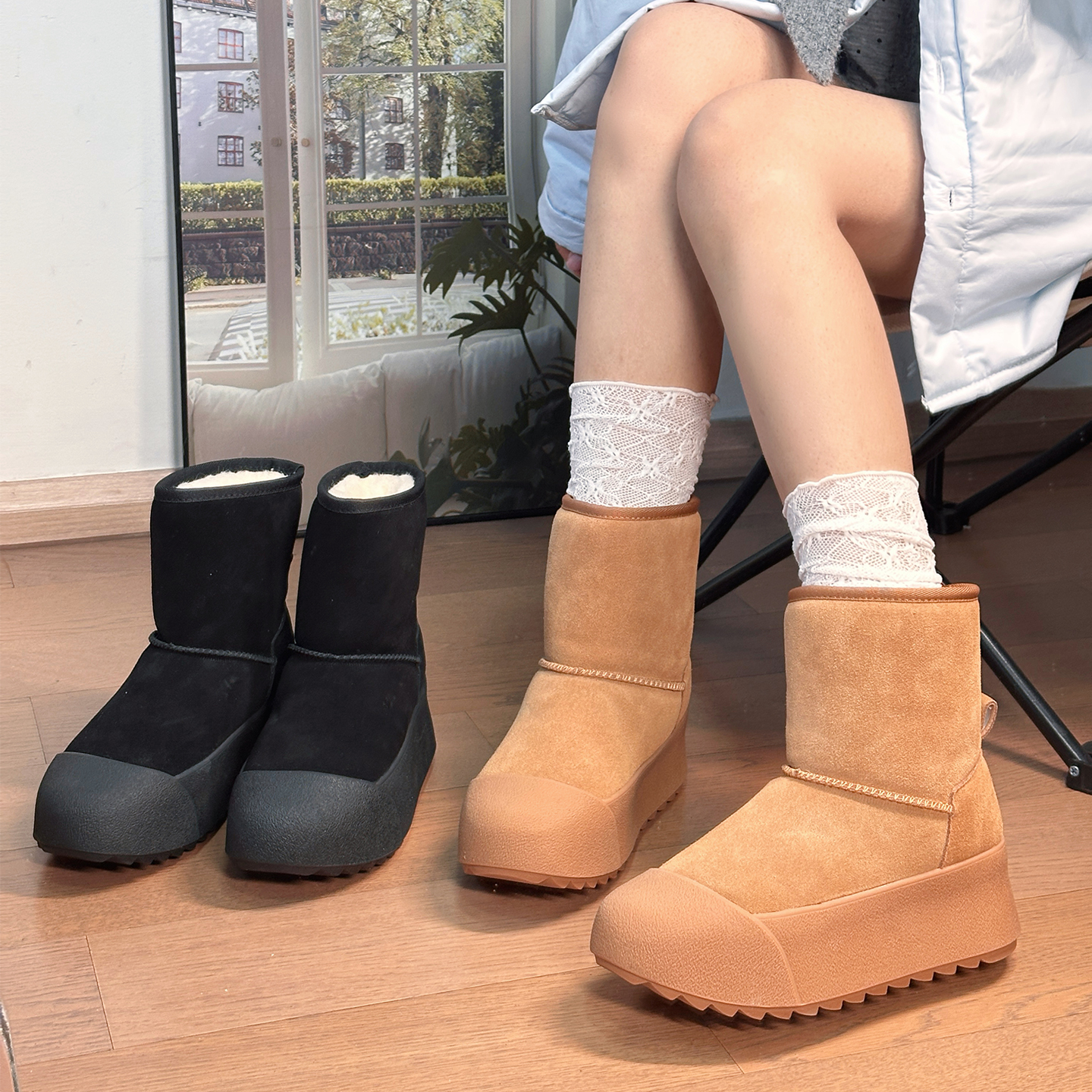 加厚保暖轮胎底防滑雪地靴女