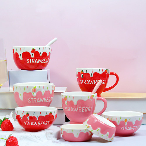 爱美惠陶瓷北欧90后少女心家用碗