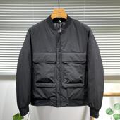 宽松棒球领夹克上衣秋冬款 多袋工装 宽松休闲外套 新款 羽绒服男冬季