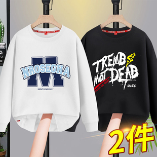 胖男童纯棉卫衣加肥加大春秋童装打底衫中大童男孩宽松休闲上衣潮