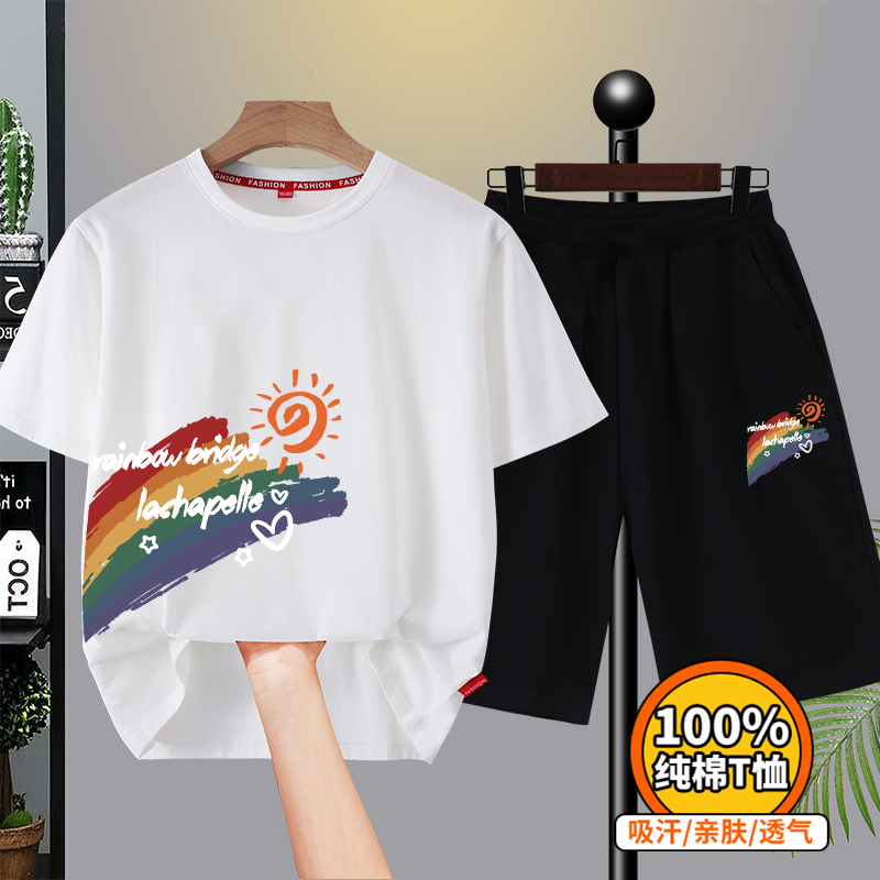 男童夏装套装2024新款夏季儿童短袖短裤运动服男孩薄款两件套童装