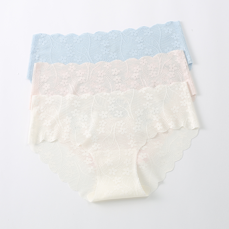 5条99元HONEY GIRL品牌柔软花朵印花蕾丝无痕三角低腰包臀内裤女