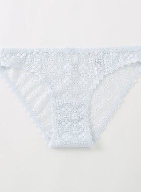 【5条99】68专柜正品新款浅蓝色蕾丝三角少女低腰透气内裤PT11090