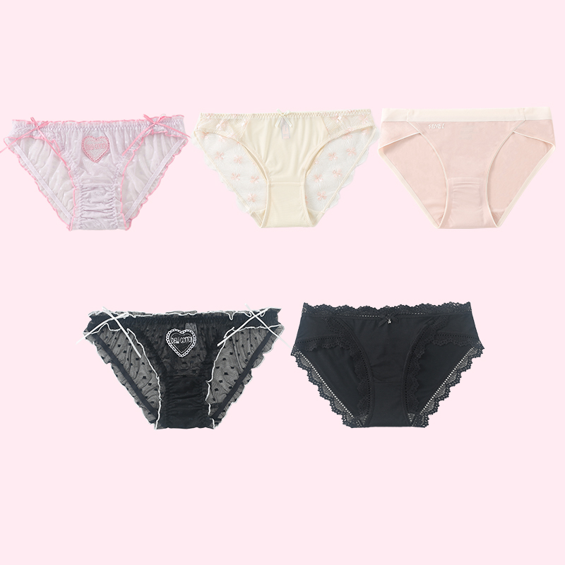 5条99元 HONEY GIRL品牌性感蕾丝冰丝莫代尔网纱系列三角内裤女
