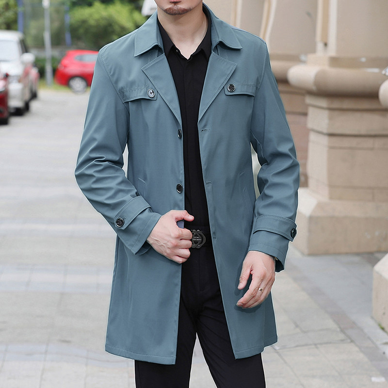 2024 NEW WINDBREAKER BUSINESS TOPS SPRING MENS LONG CASUAL LAPELS PLUS SIZE THIN MENS WEAR HANDSOME AND HIGH-END
