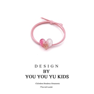 渐变色爱心发绳女新款 高弹力耐用头绳橡皮筋扎头发发圈头饰皮套