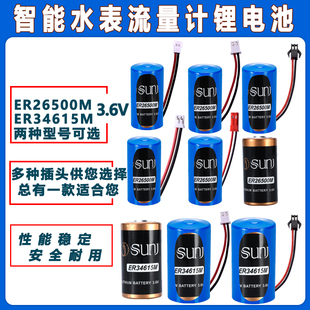 适用双洎ER34615M/ER26500M电池流量表冷水表智能物联网1号/2号C/D型流量计设备3.6V锂电池