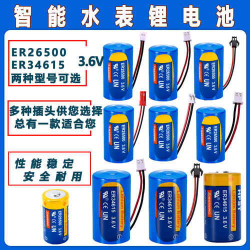 HPST创达智能水表电池2号C型 ER26500 /D型1号ER34615物联网流量计3.6V锂电池