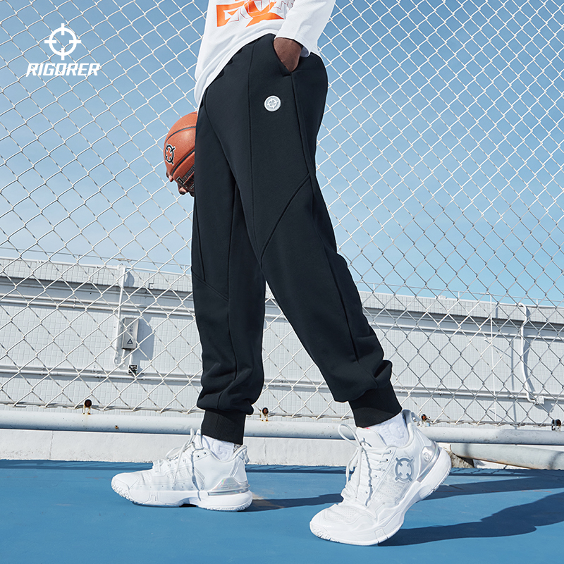 准者运动卫裤男士美式运动长裤黑色篮球裤薄款灰色宽松休闲束脚裤