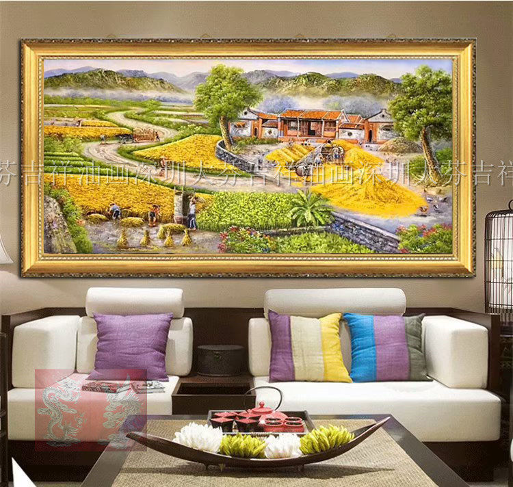 手绘农家五谷丰收图稻田风景油画别墅客厅办公室家居酒店装饰挂画