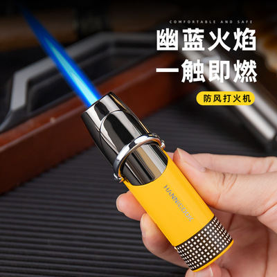 HANNICOOK雪茄打火机金属防风直冲打火机充气创意摇臂打火机喷枪