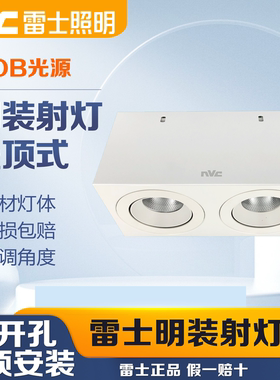 雷士照明LED格栅射灯6W12W客厅过道明装吸顶单头双头筒灯NLED5612