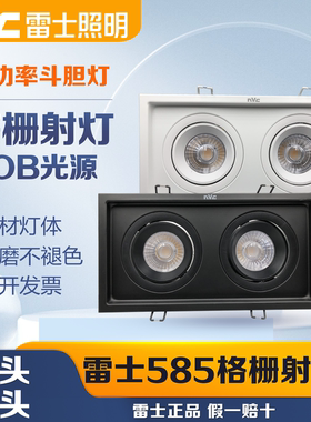 雷士LED斗胆灯COB双头射灯嵌入式格栅灯方形筒灯客厅5851A 5852E