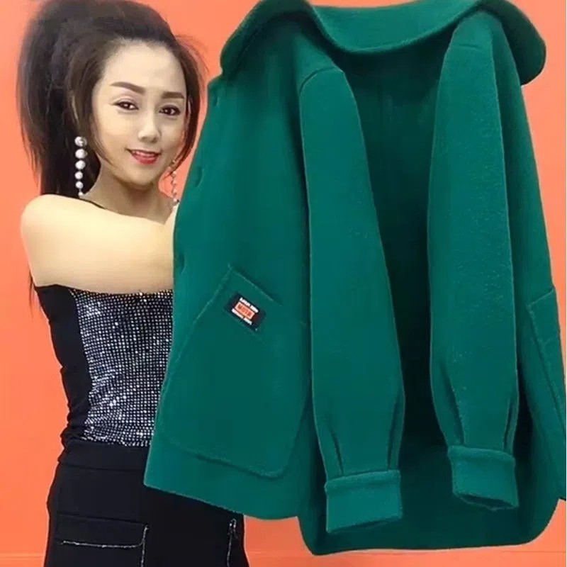 妈妈装仿双面呢短款外套女春秋款