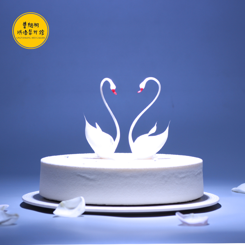 七夕truelove白巧克力慕斯生日蛋糕天鹅高级定制艺术创意纪念北京