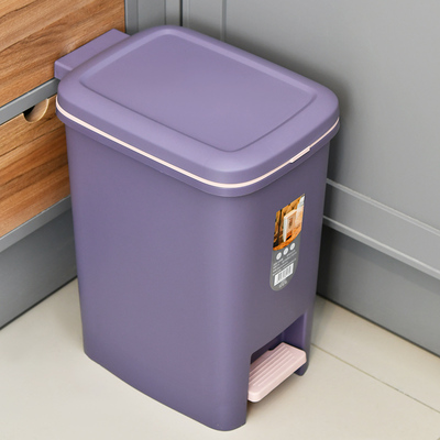 久梨沙脚踏式方形18L紫色圾桶脚