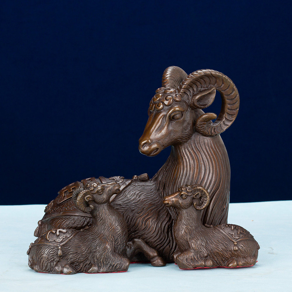 铜羊摆件黄铜招财生肖羊三羊开泰福禄寿羊祝寿礼品送长辈生日礼品