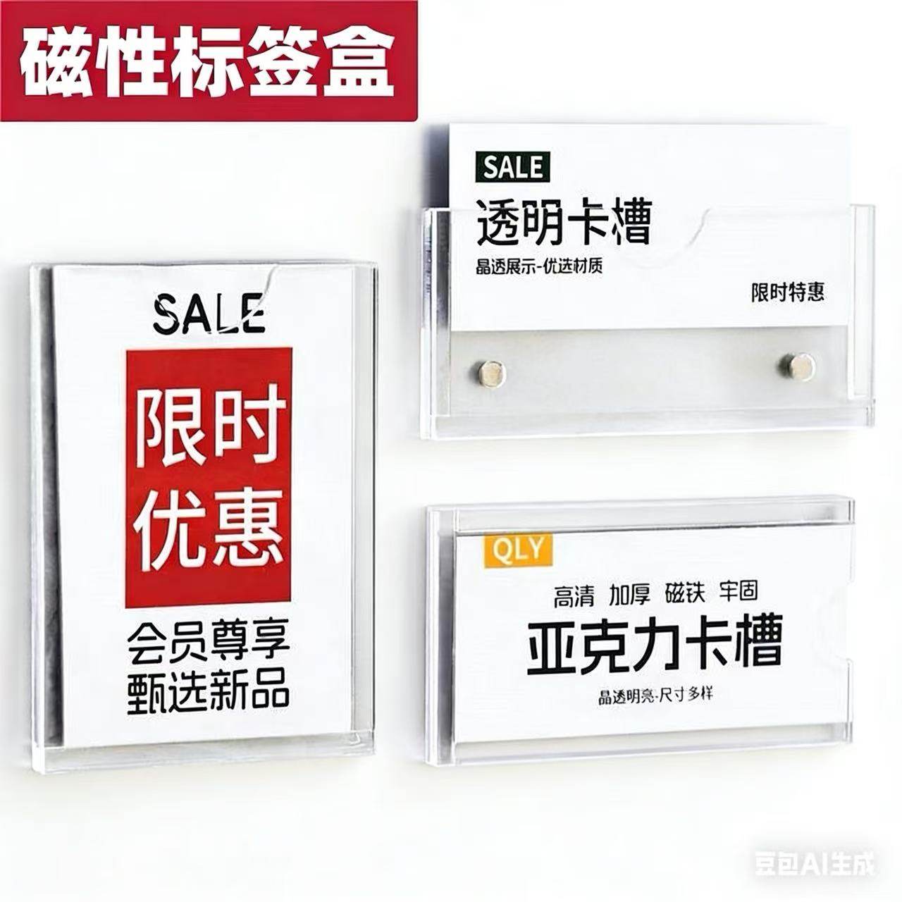 厂家直销亚克力板透明磁性标价签插盒磁吸盒子仓库货架产品卡收纳,家居饰品,执照框,淘宝优惠券,粉丝福利购,淘宝优惠卷