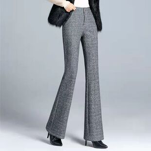 毛呢裤子女装2026秋冬新款高腰显瘦百搭洋气加厚阔腿垂感喇叭长裤