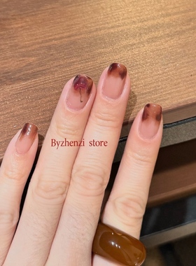 BYZHENZI STORE【小姨妈】美甲贴秋冬琥珀玳瑁樱桃显白持久美甲贴
